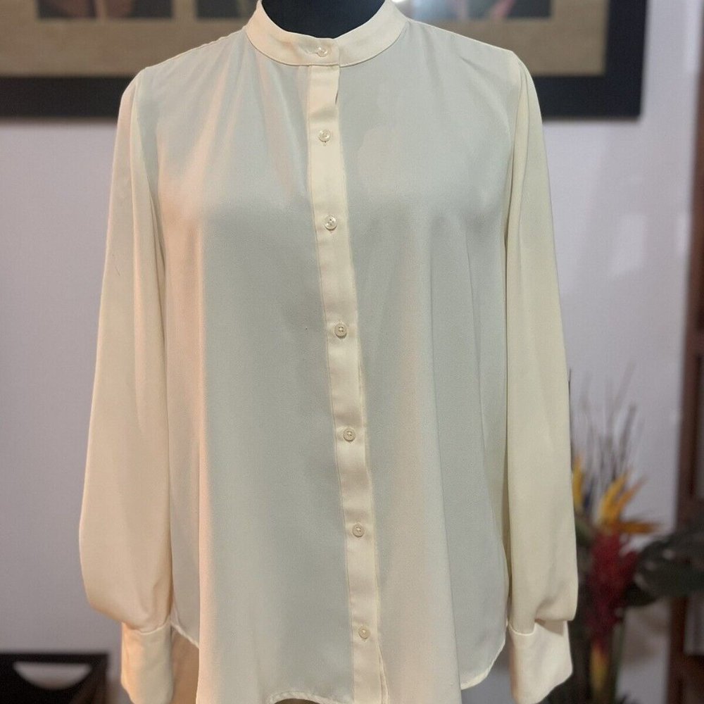 Alfani Women's Yellow Button-down Blouse Medium Long sleeves